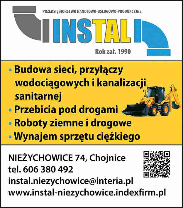 INSTAL" Przyłącza Wodociągowe, Kanalizacja sanitarna - przyłącza wodociągowe CHOJNICE przyłącza wodociągowe CHOJNICE
